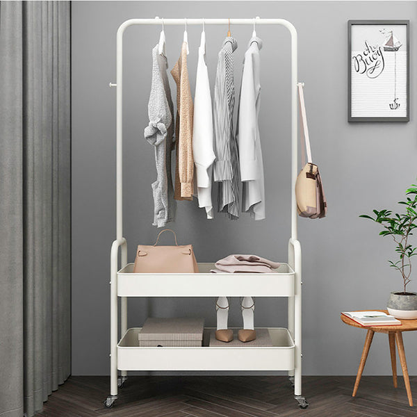 Freestanding Garment Rack With 2-Tier Shelves,160 CM