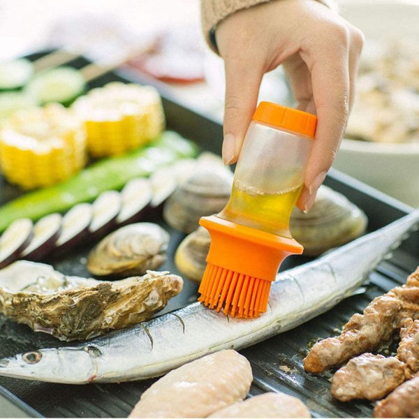 Oil Spreader, Oil Bottle with Silicone Brush - Honey Brushes for Kitchen Cooking, BBQ, Baking